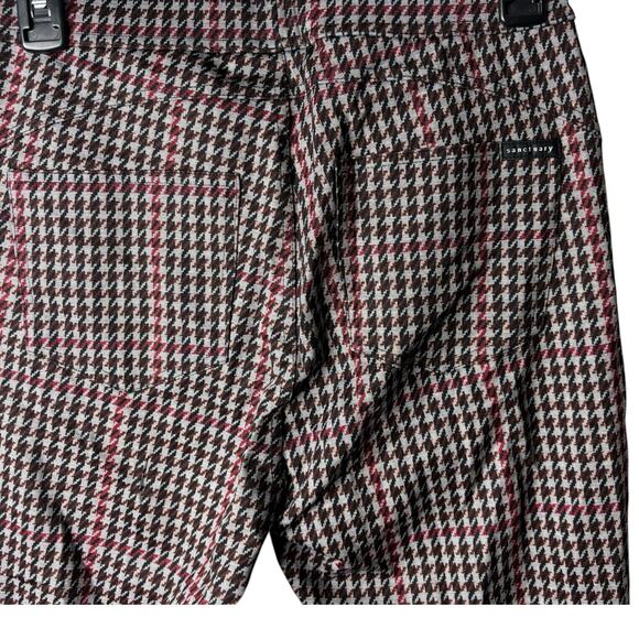 Anthropologie Sanctuary Red Plaid Houndstooth Skinny Pants Womens Medium NWT* - Picture 9 of 10